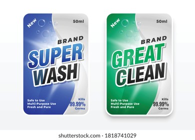 super wash cleaner detergent labels set of two