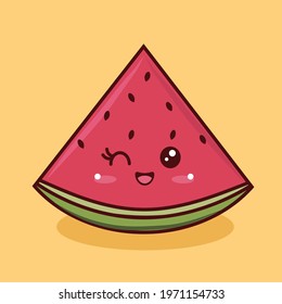 A super watermelon in kawaii style