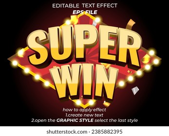 efecto de texto superwin, letra editable, tipografía, texto 3d. plantilla de vector