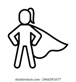 Super woman icon in thin line style Vector illustration graphic design