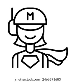 Super woman icon in thin line style Vector illustration graphic design