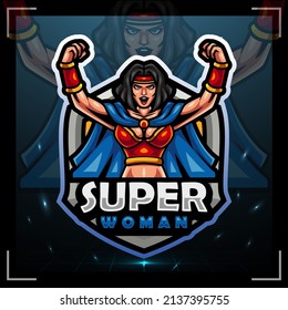 Super woman mascot. esport logo design