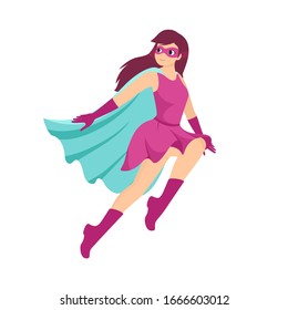 Super woman, superhero flying. Isolated vector illustration