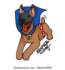 Super woof dog cartoon vector illustration	