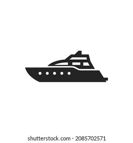 Super Yacht Icon. Luxury Cruise Transport For Travel And Rest. Isolated Vector Image In Simple Style