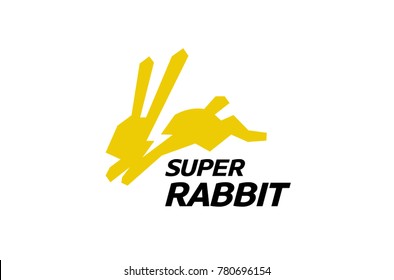Super Yellow Rabbit Flash Symbol Logo Design Illustration