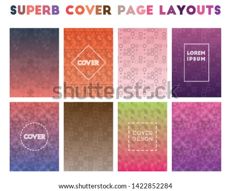 Superb Cover Page Layouts. Alive geometric patterns, imaginative vector illustration.