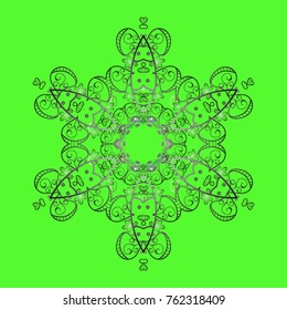 Superb design poster, cover, card design in green, gray and brown colors. Retro style texture, abstract winter elements. Trendy stylized snowflakes and elements memphis cards. Snowflakes design.