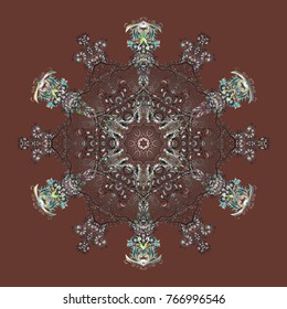 Superb design poster, cover, card design in brown, gray and neutral colors. Snowflakes design. Retro style texture, abstract winter elements. Trendy stylized snowflakes and elements memphis cards.