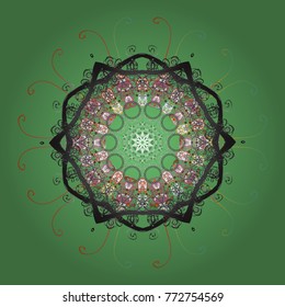 Superb design poster, cover, card design in green, gray and orange colors. Snowflakes design. Retro style texture, abstract winter elements. Trendy stylized snowflakes and elements memphis cards.