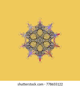 Superb design poster, cover, card design in yellow, gray and neutral colors. Retro style texture, abstract winter elements. Trendy stylized snowflakes and elements memphis cards. Snowflakes design.