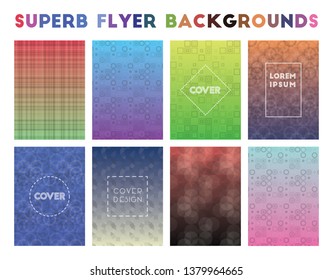 Superb Flyer Backgrounds. Adorable geometric patterns, nice vector illustration.