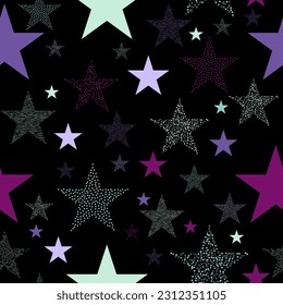 Superb spectrum stars dark seamless background. Stars and scrapes are laid out in an interesting seamless pattern.