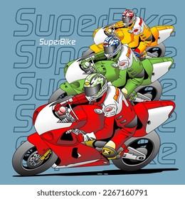 motocicleta deportiva de superciclismo, competición rápida de velocidad, ilustración vectorial