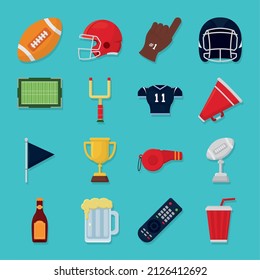 superbowl and american football icon set