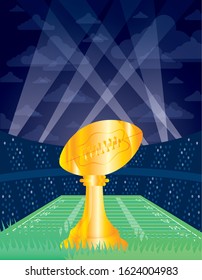 superbowl poster with balloon trophy in stadium vector illustration design