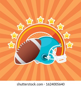 superbowl sport poster with balloon and helmet vector illustration design