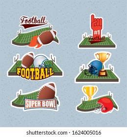 superbowl sport poster with set equipment icons vector illustration design