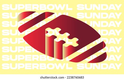 superbowl sunday greeting card with typography and ball yellow background. Vector Illustration