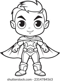 Superboy, colouring book for kids, vector illustration	