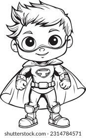 Superboy, colouring book for kids, vector illustration	