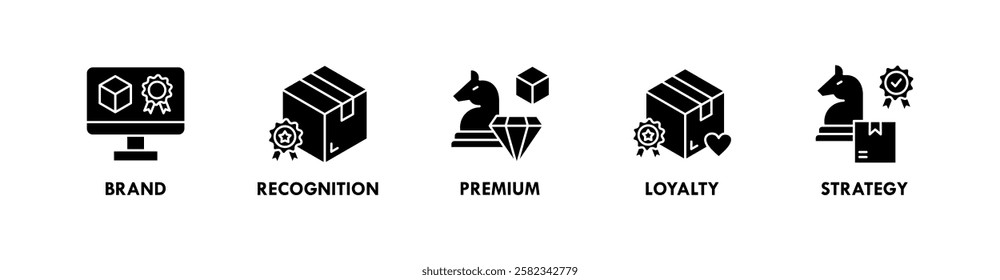 Superbrand banner web icon illustration concept with icon of brand, recognition, premium, loyalty, and strategy