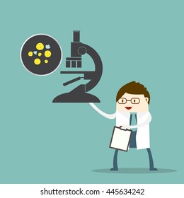 superbugs various bacteria and microbes cartoon vector illustration, Lab test for find to heal up from superbugs