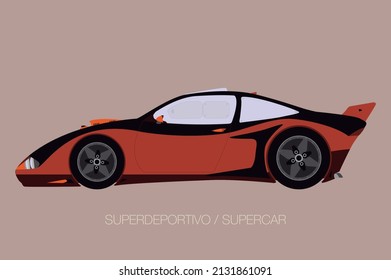 Supercar. Car side view. Race car vector illustration. Side view of car presentation