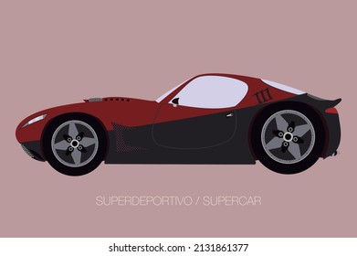 Supercar in profile (side view) Super coupe car. Design luxury automobile supercar vector