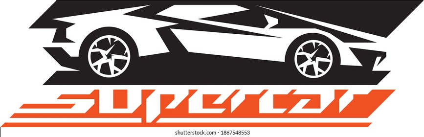 Supercar. Sports car stylized vector.