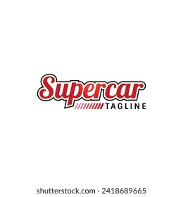 Vector de logotipo de texto supercar, sencillo y moderno. Adecuado para transporte, automoción, transporte, talleres de reparación de automóviles, pegatinas, etc.