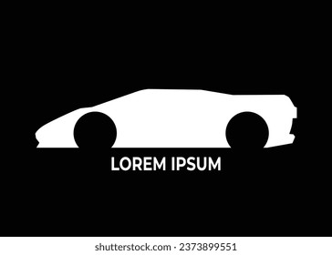 supercar vector icon silhouette. isolated on black.