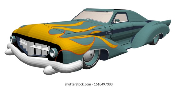 SuperCar Vector Vintage Flame Car