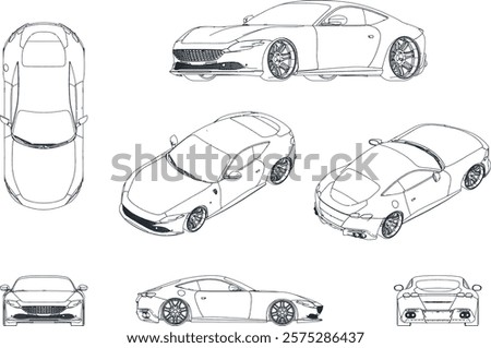 Supercars illustration vector line art
