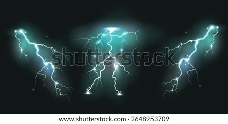 supercell thunder lightning strikes over sky in night. modern design of thunder for wallpaper