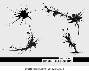 Supercharge your designs! Black splash vector collection. Ready-made impact. Download today!