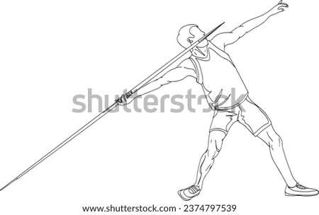 Supercharged Javelin Throw Illustration - Dynamic Athletic Action on White Background, Illustration of Javelin Throw with Super Powers - Sports Person Launching Javelin