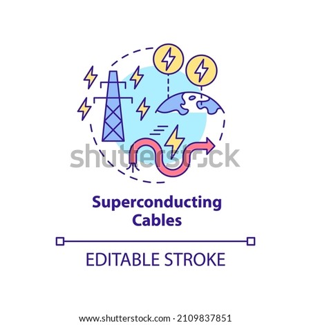 Superconducting cables concept icon. Smart grid component abstract idea thin line illustration. Isolated outline drawing. Editable stroke. Roboto-Medium, Myriad Pro-Bold fonts used