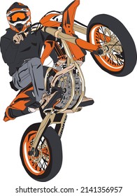 supercross freestyle with orange motorcycle supermoto