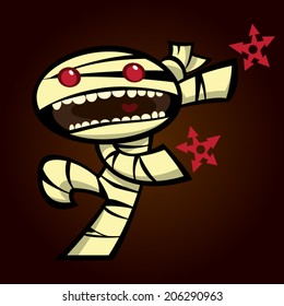 The Super-cute Mummy Ninja Kid I. in Action with Ninja stars