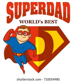 Superdad the best Superhero man Cartoon character Isolated Vector illustration