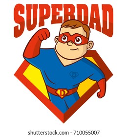 Superdad the best Superhero man Cartoon character Isolated Vector illustration