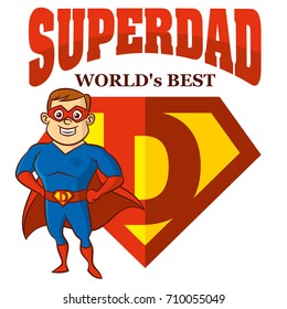 Superdad the best Superhero man Cartoon character Isolated Vector illustration