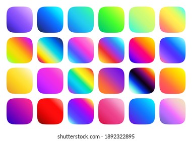 Superellipse and linear gradient  Multicolor fluid gradients for rounded square button vector set