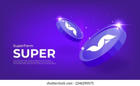 SuperFarm (SUPER) coin cryptocurrency concept banner background.