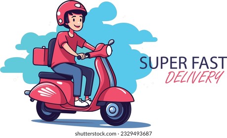 Superfast delivery, Boy, Vector art, Graphic design, Illustration, Express delivery, Speedy, Courier