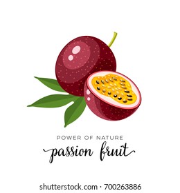 Fruta supercomida. Maracujá. Ilustração vetorial desenho animado ícone plano isolado em branco.