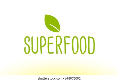 superfood green leaf text concept logo vector creative company icon design template modern background hand written hand writing