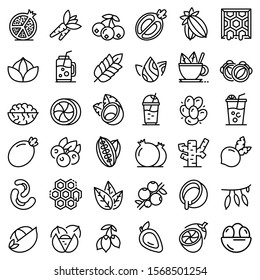 Superfood icons set. Outline set of superfood vector icons for web design isolated on white background