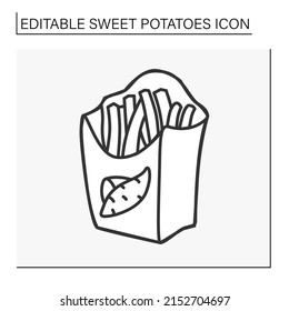  Superfood line icon. French fry sweet potatoes. Fast food. Vegetarian food.Food concept. Isolated vector illustration. Editable stroke